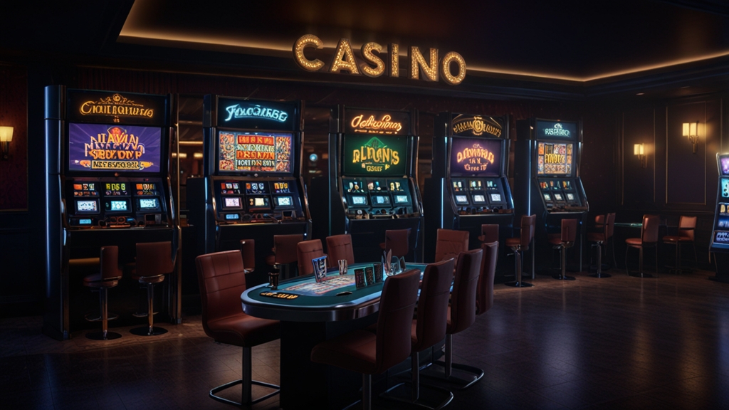 Screens showing current bonus listings in a casino setting