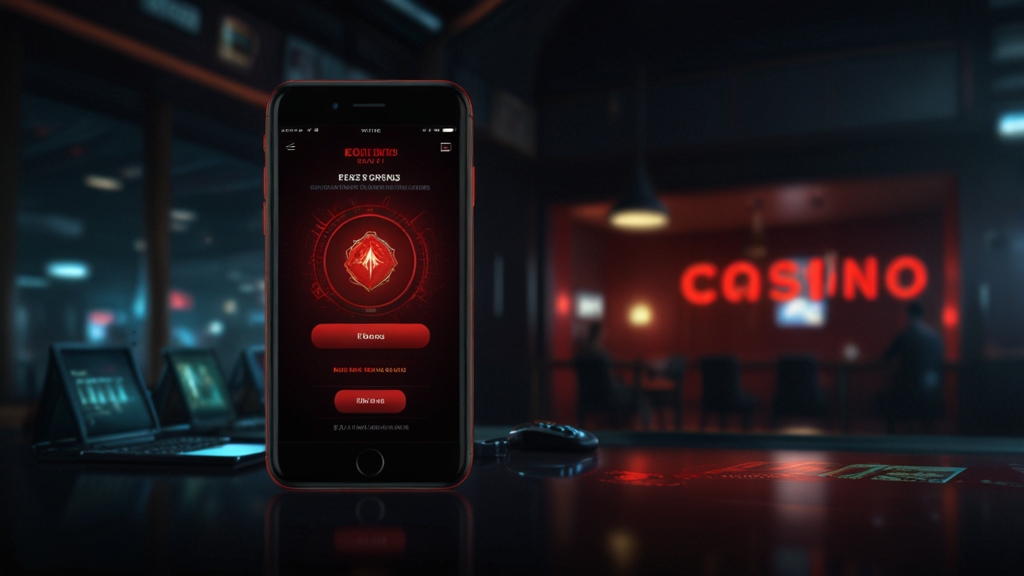 Login error screen with recovery-focused casino devices in a dark setting